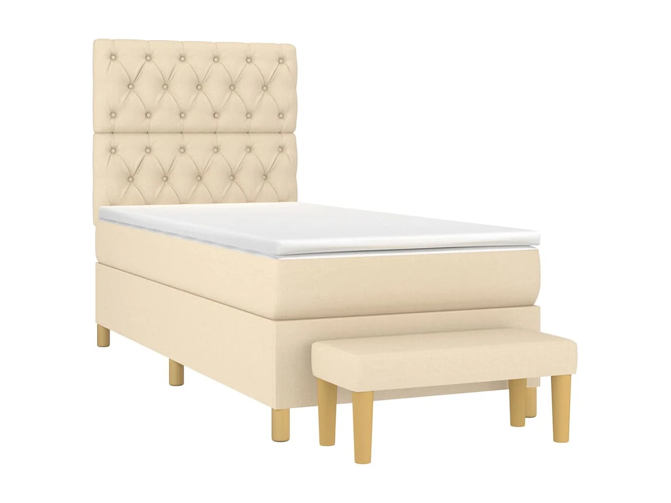 Ensemble complet boxspring + matelas + Banc Crème 80x200 cm Tissu FR59636