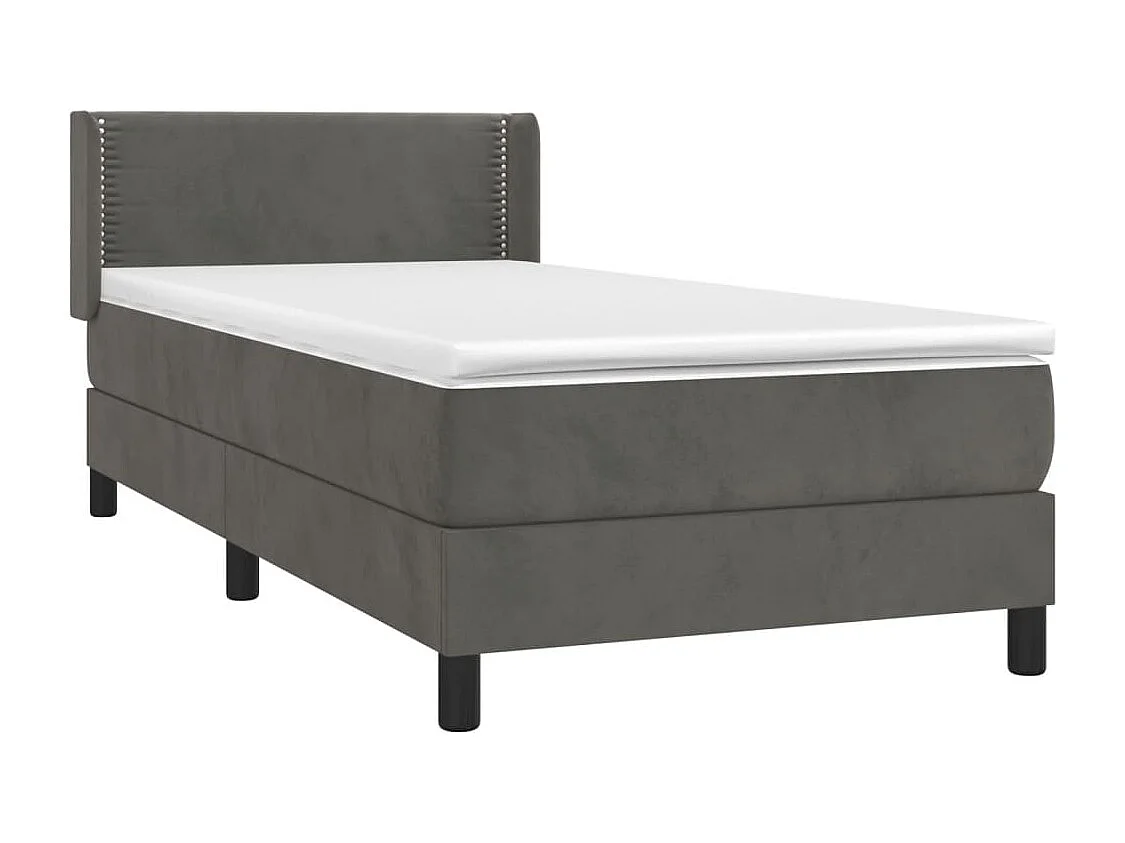 Cama continental com molas+ colchão 100x200 cm veludo cinza-escuro PT834726