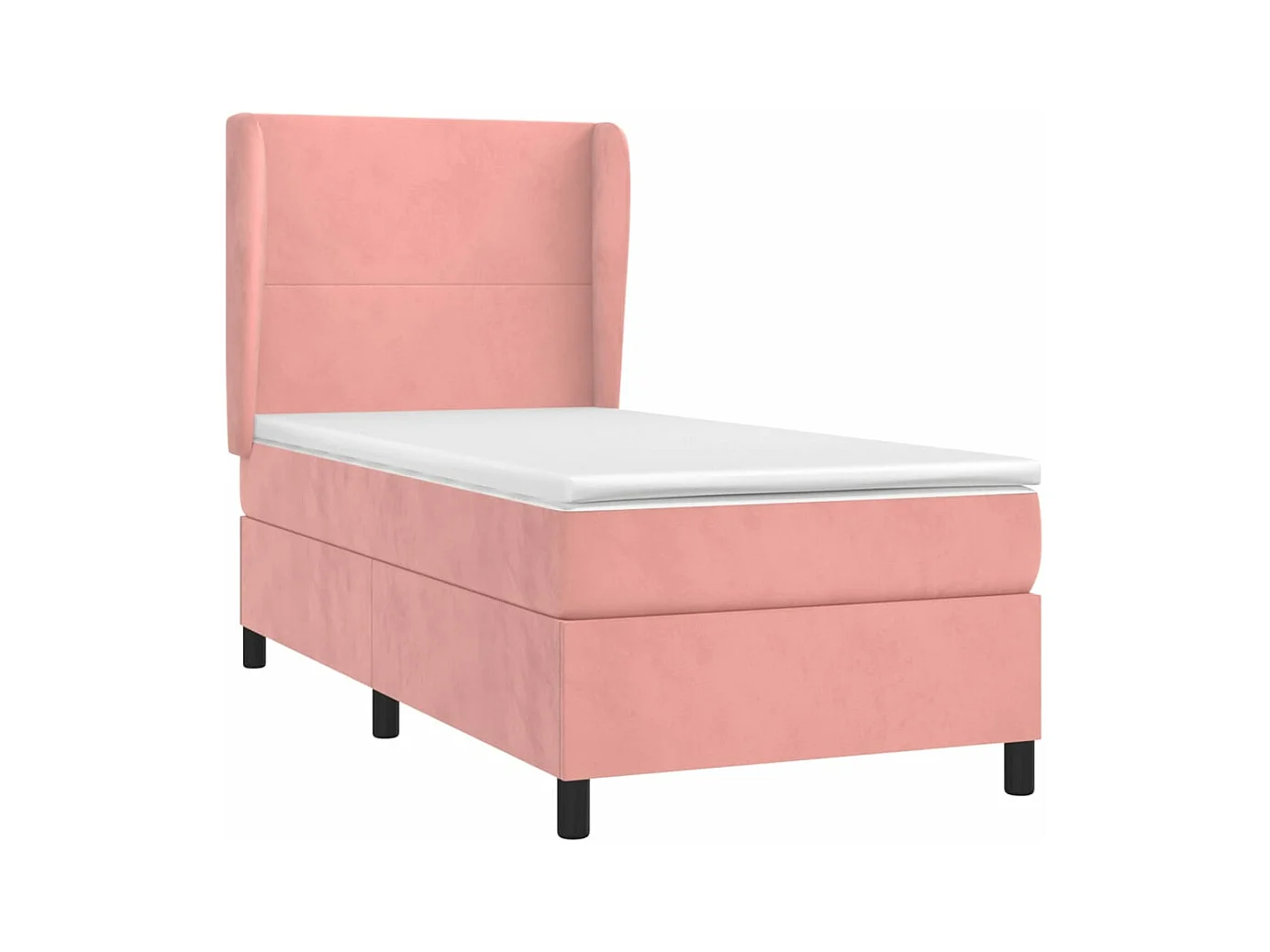 Cama continental com molas+ colchão 80x200 cm veludo rosa PT301498
