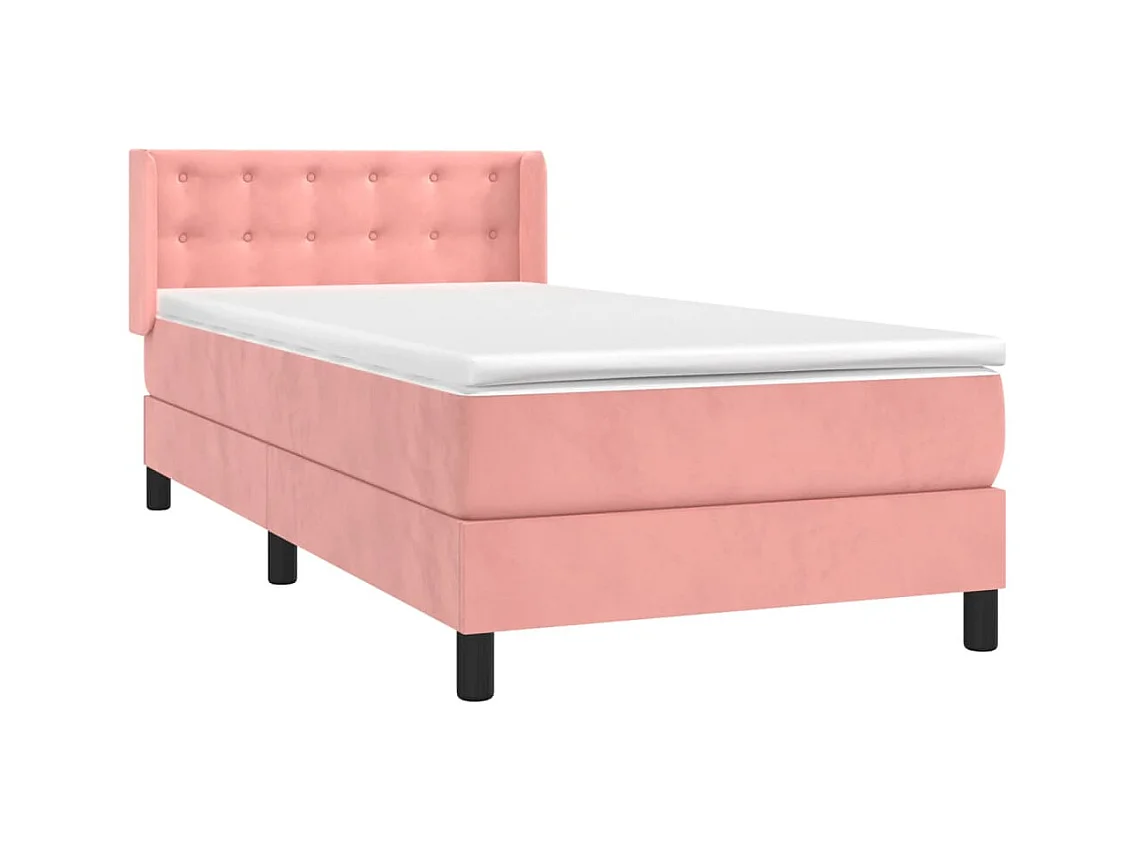 Ensemble complet boxspring + matelas Rose 80x200 cm Velours FR83283