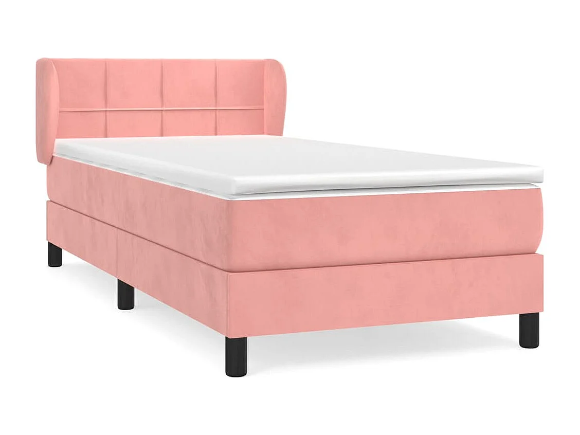 Cama continental com molas+ colchão 100x200 cm veludo rosa PT574019