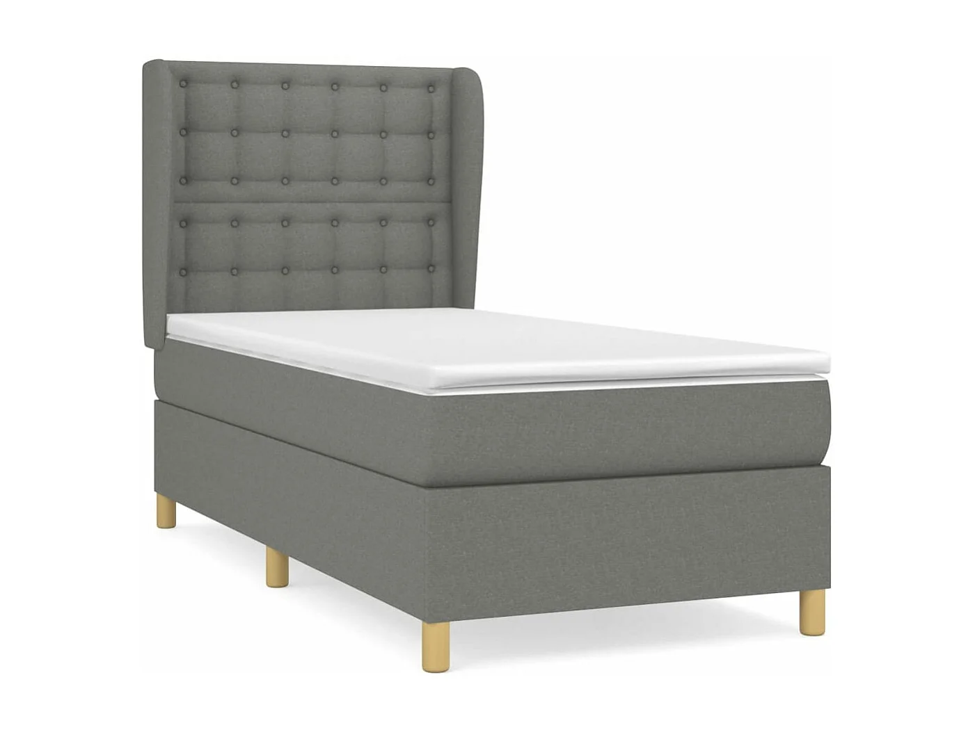 Cama continental com molas+ colchão 90x190 cm tecido cinza-escuro PT968578
