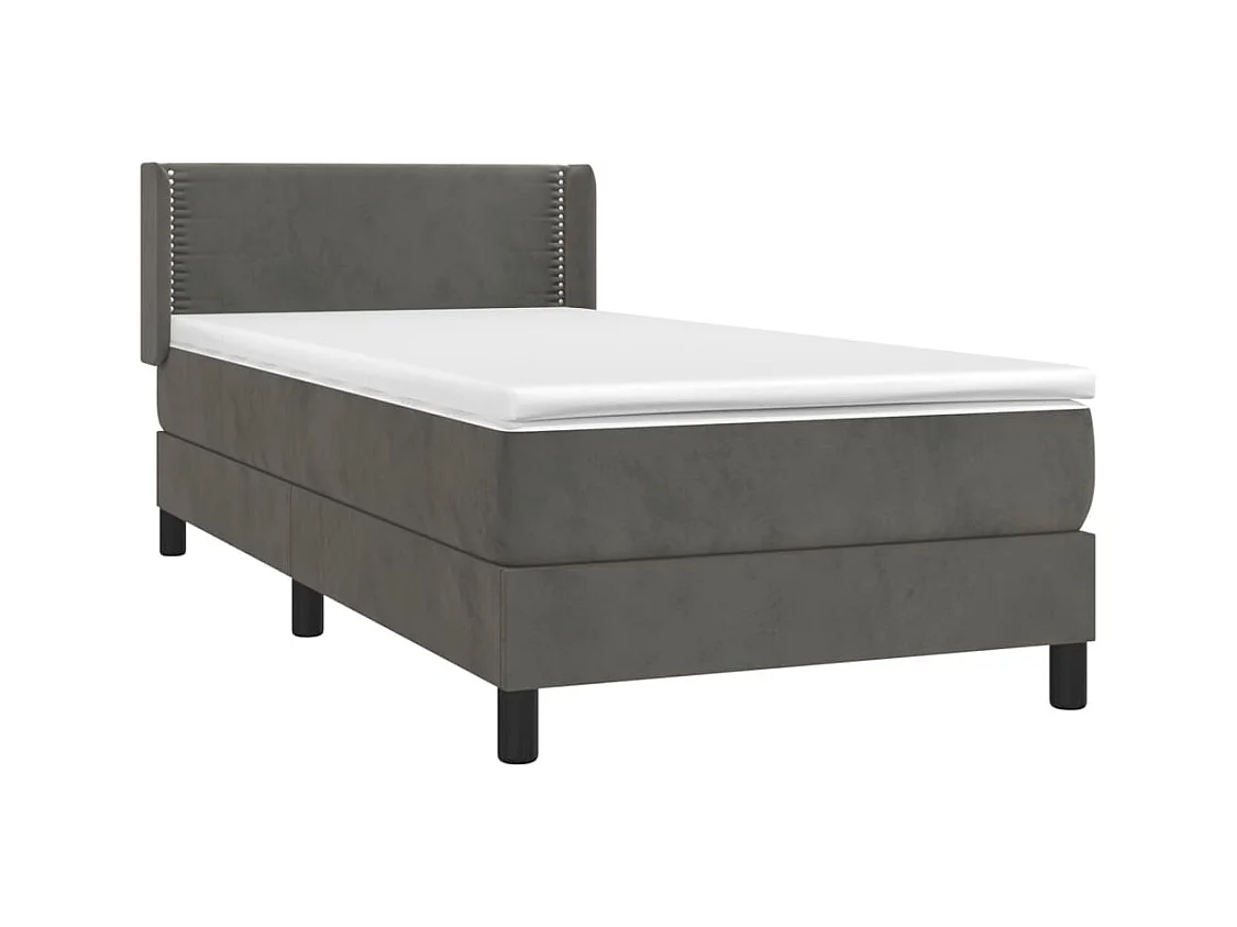 Ensemble complet boxspring + matelas Gris foncé 90x190 cm Velours FR69170