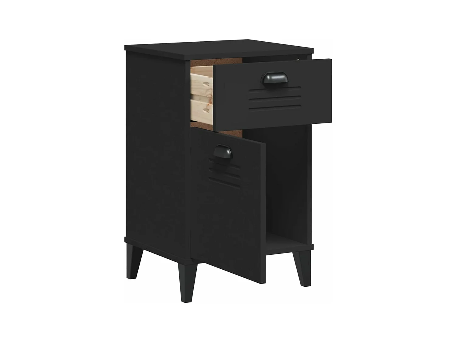 Mesita de noche VIKEN madera de ingeniería negra ES126902