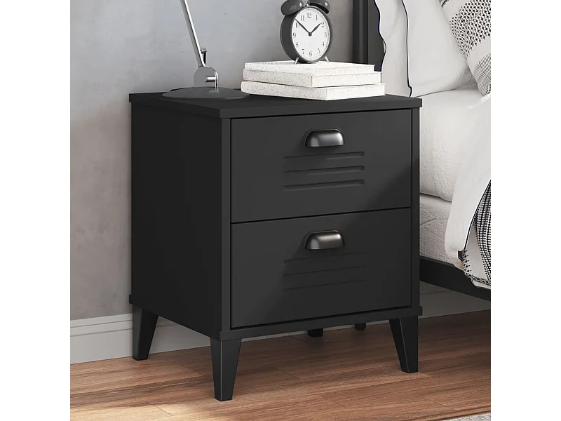 Table de chevet VIKEN noir bois d'ingénierie FR84233