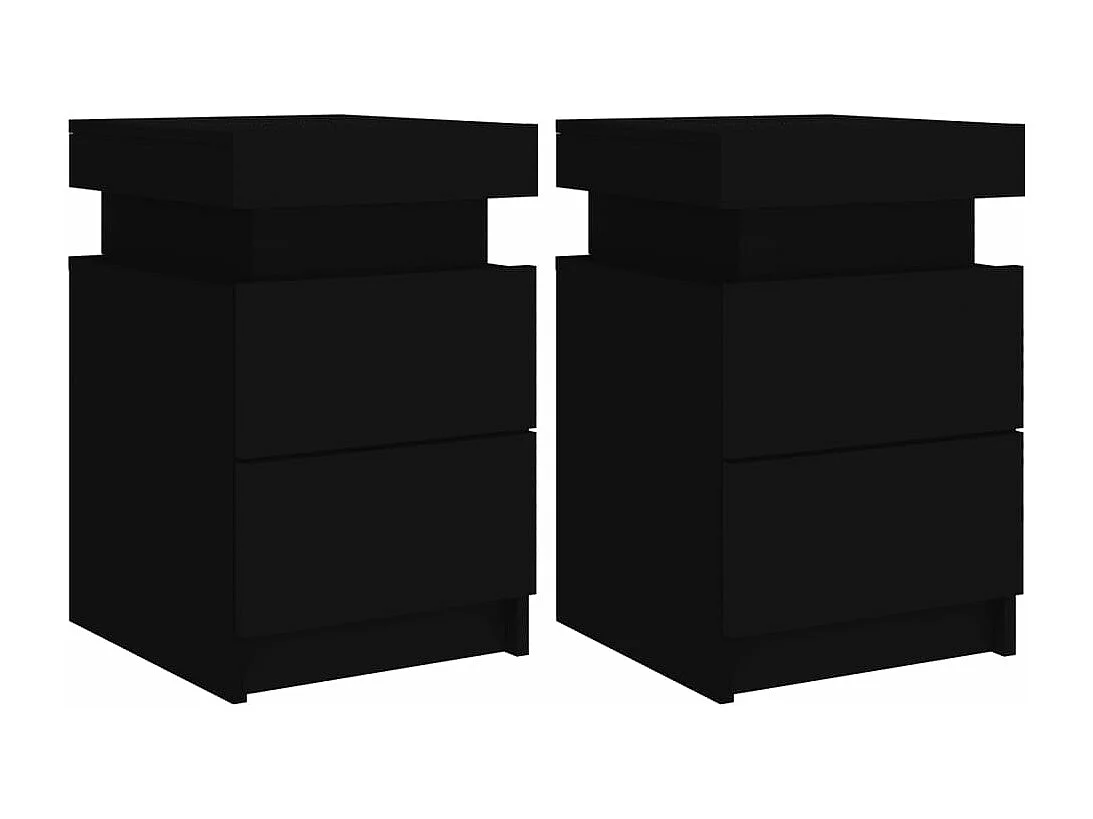Lot de 2 Tables de chevet avec lumières LED noir 35x39x55 cm FR71746