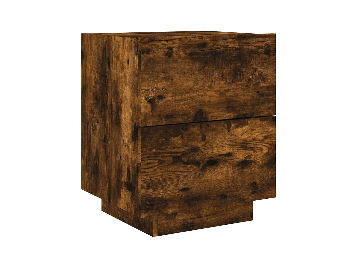 Table de chevet et lumières LED chêne fumé bois d'ingénierie FR58961