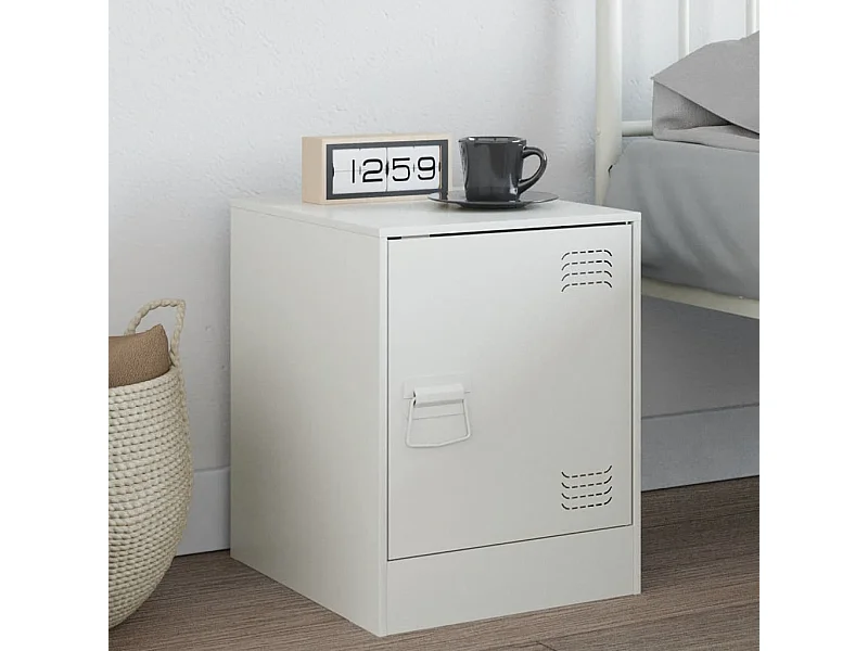 Mesa de cabeceira 34,5x39x44 cm aço branco PT270877