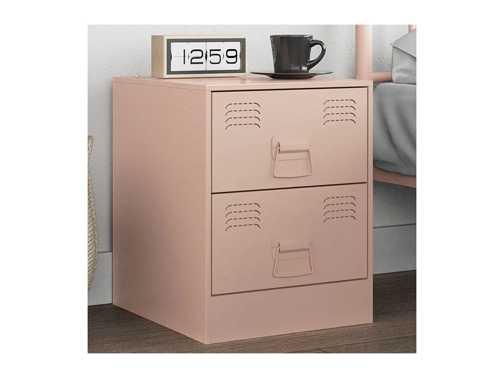 Table de chevet rose 34,5x39x44 cm acier FR12157