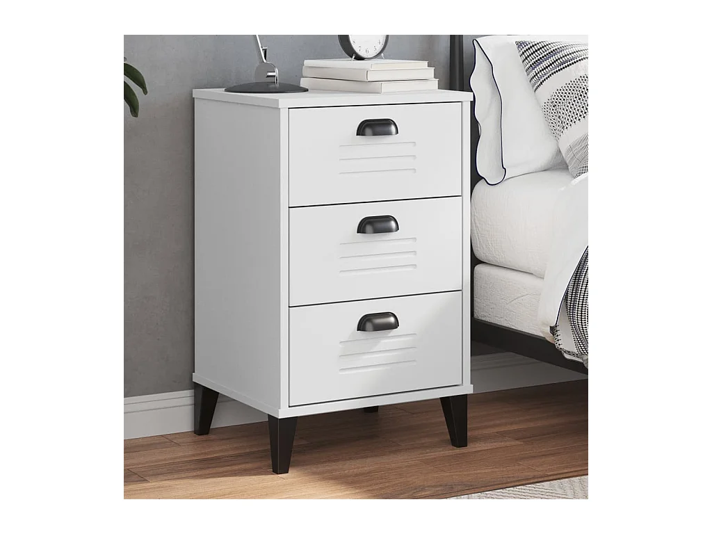 Table de chevet VIKEN blanc bois d'ingénierie FR72508