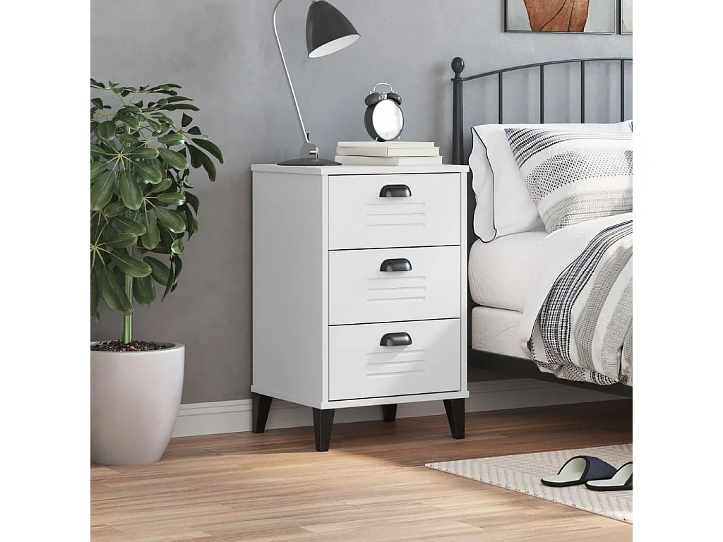 Table de chevet VIKEN blanc bois d'ingénierie FR72508