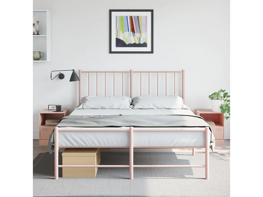 Nachtkastjes 2 st 34,5x39x44 cm staal roze BE611256