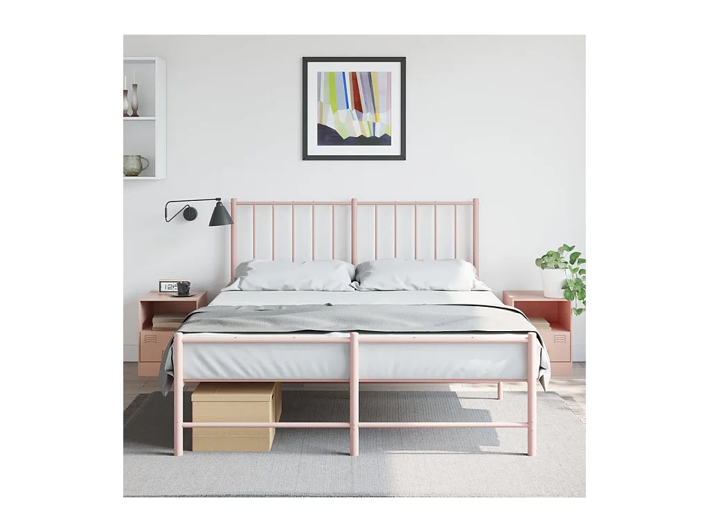 Nachtkastjes 2 st 34,5x39x44 cm staal roze BE611256