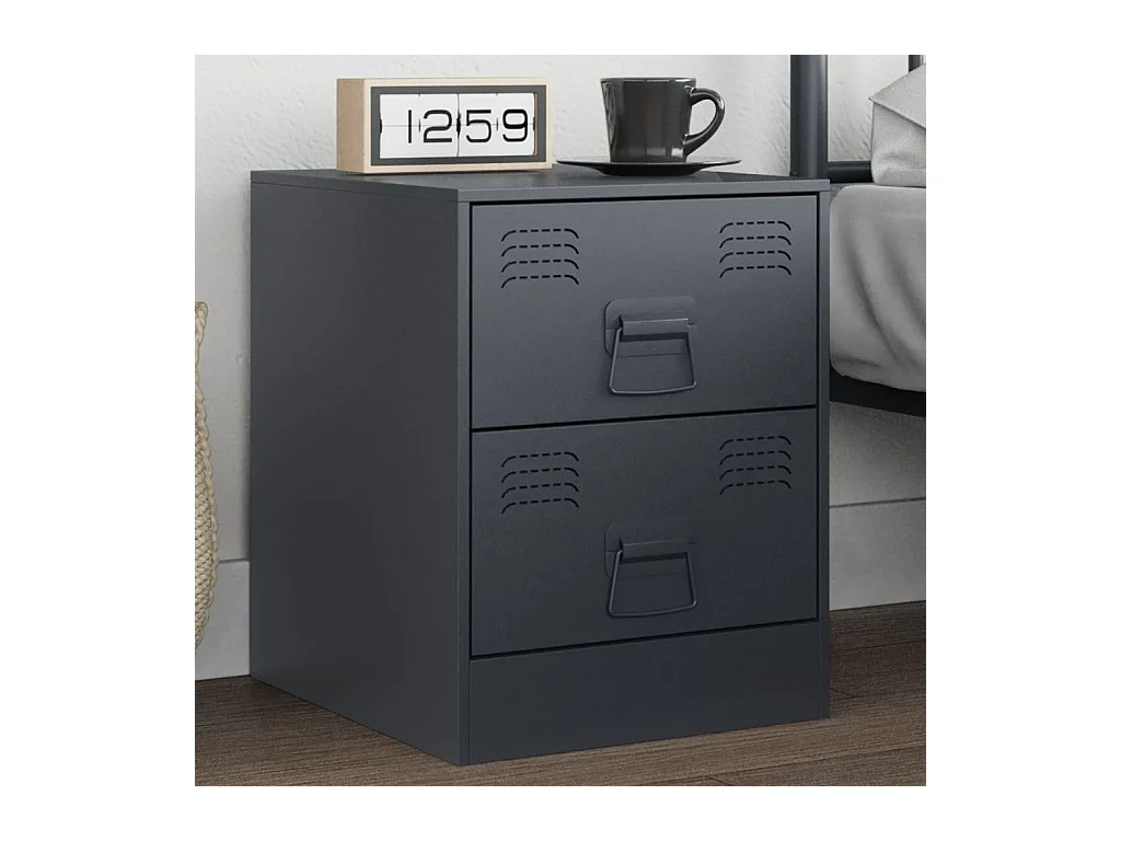 Table de chevet anthracite 34,5x39x44 cm acier FR80543