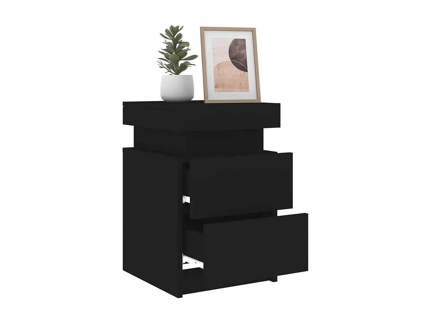 Table de chevet avec lumières LED noir 35x39x55 cm FR52925