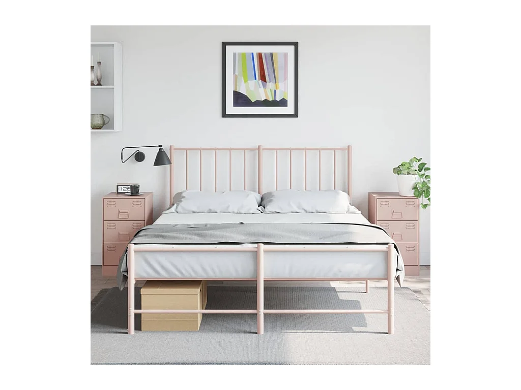 Lot de 2 Tables de chevet rose 34,5x39x62 cm acier FR45522