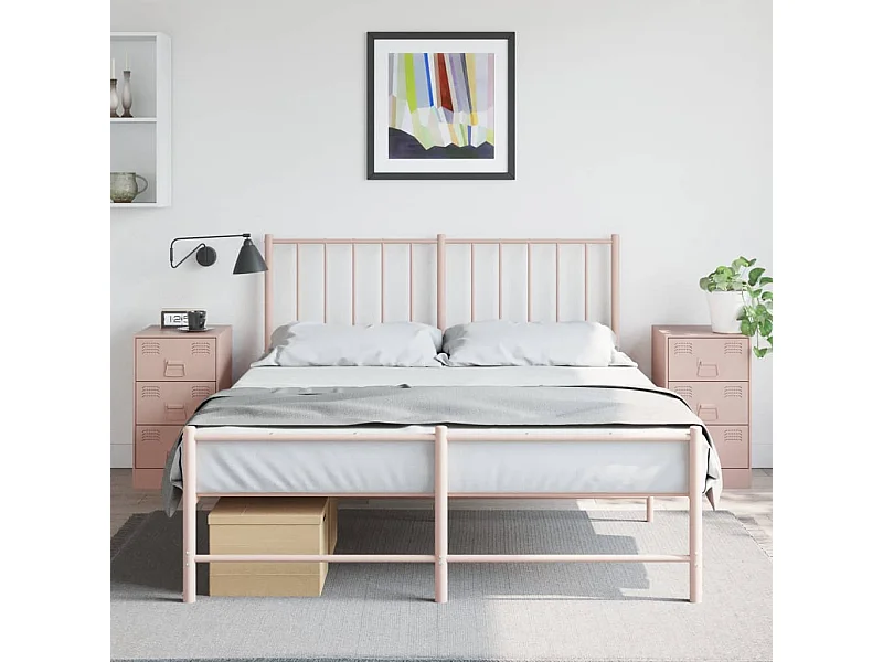 Lot de 2 Tables de chevet rose 34,5x39x62 cm acier FR45522