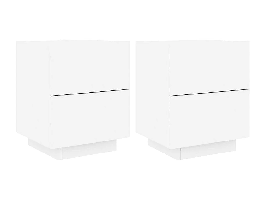 Mesitas de noche con luces LED 2 uds madera ingeniería blanca ES301096