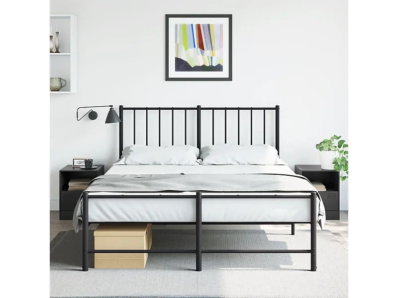 Lot de 2 Tables de chevet noir 34,5x39x44 cm acier FR22564