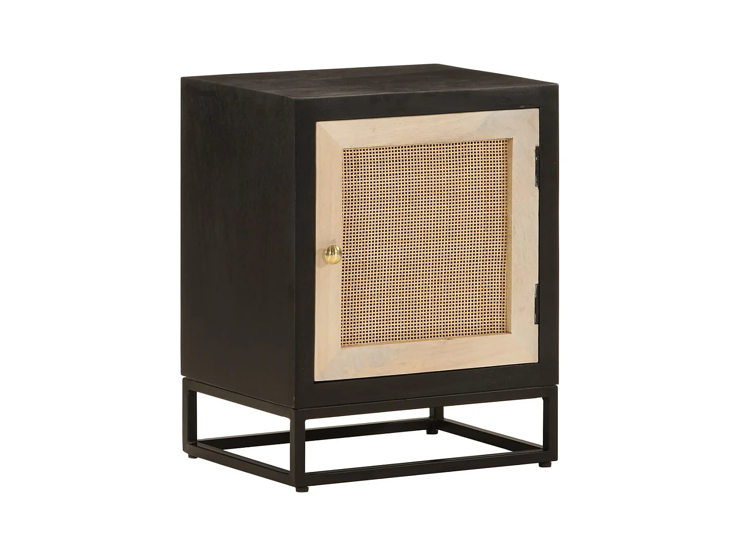 Table de chevet noir 40x30x50 cm bois massif manguier et fer FR55757