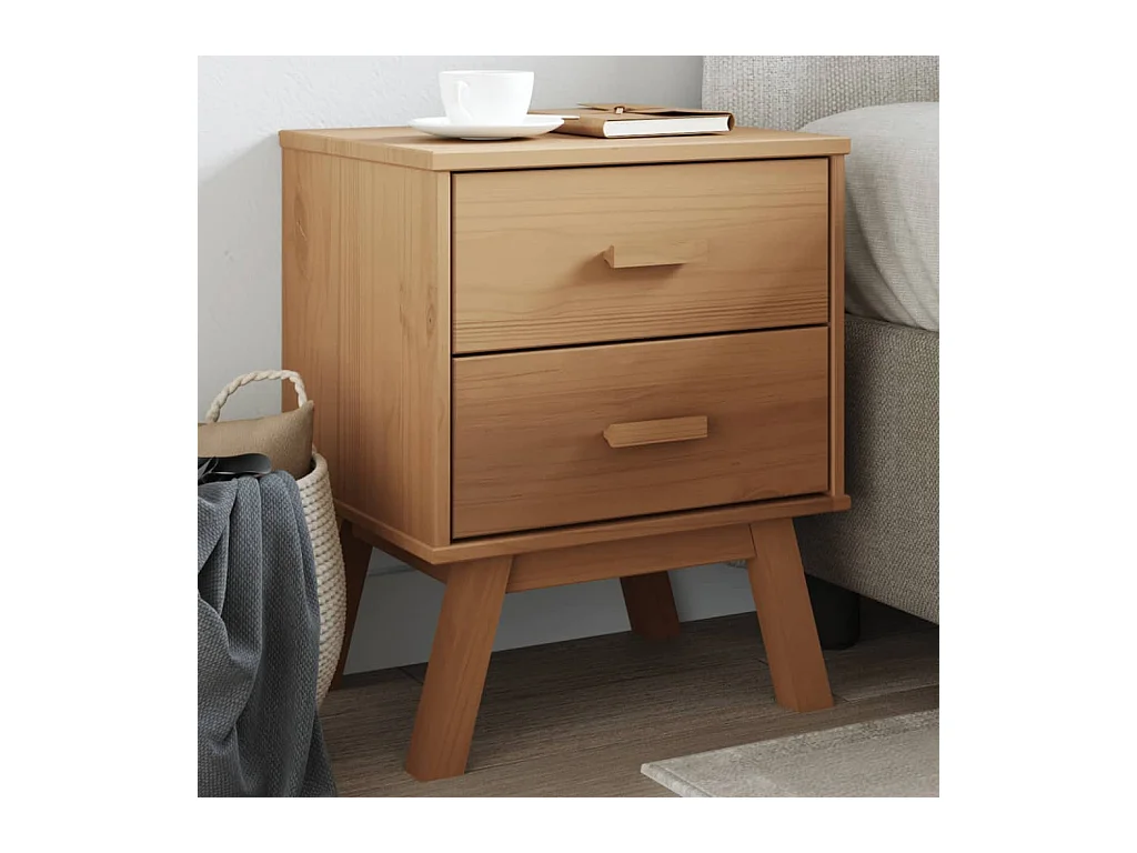 Table de chevet OLDEN marron bois de pin solide FR86426