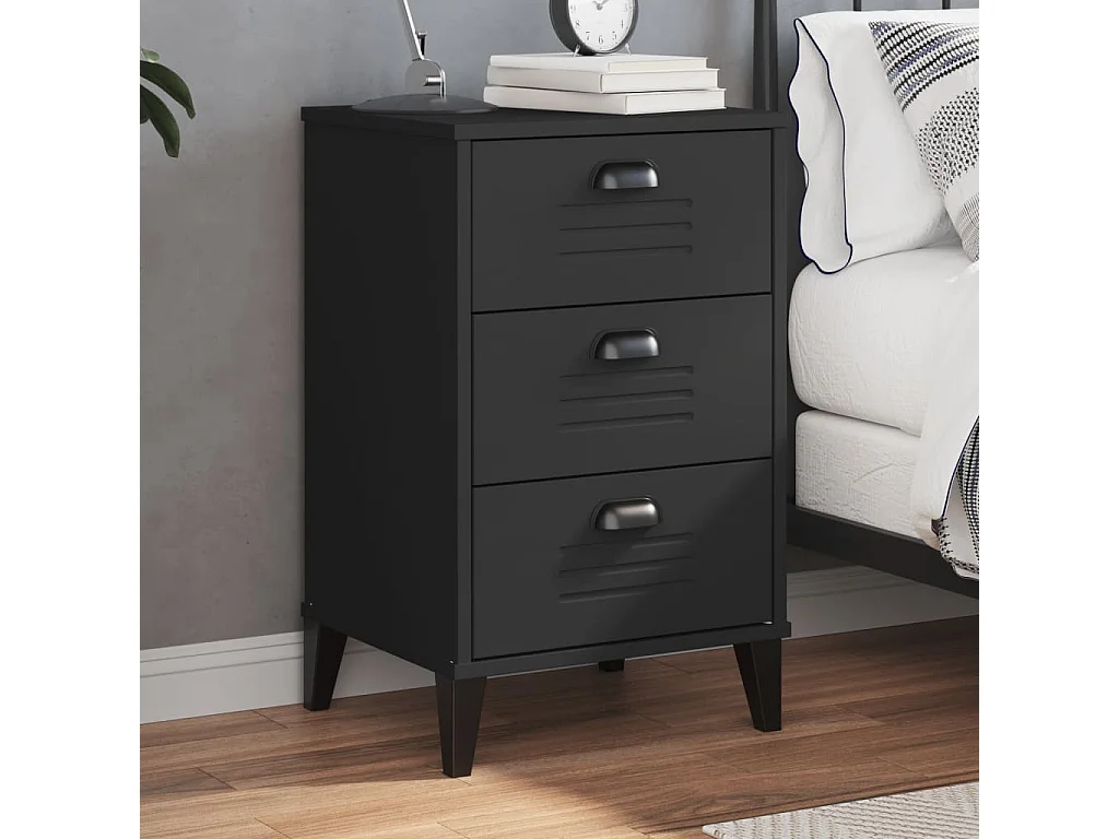 Table de chevet VIKEN noir bois d'ingénierie FR26015