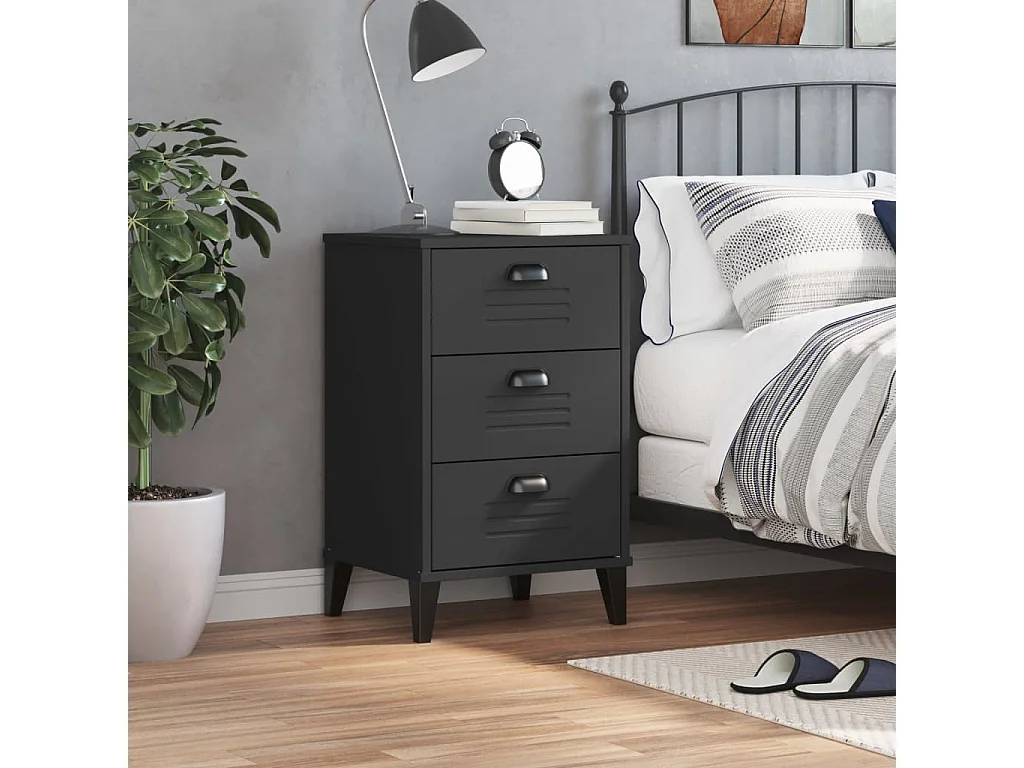 Table de chevet VIKEN noir bois d'ingénierie FR26015