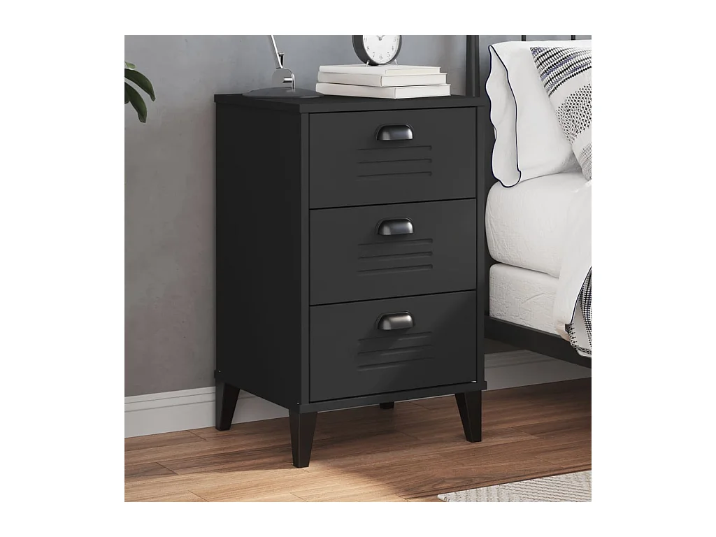 Table de chevet VIKEN noir bois d'ingénierie FR26015