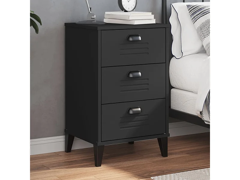 Table de chevet VIKEN noir bois d'ingénierie FR26015