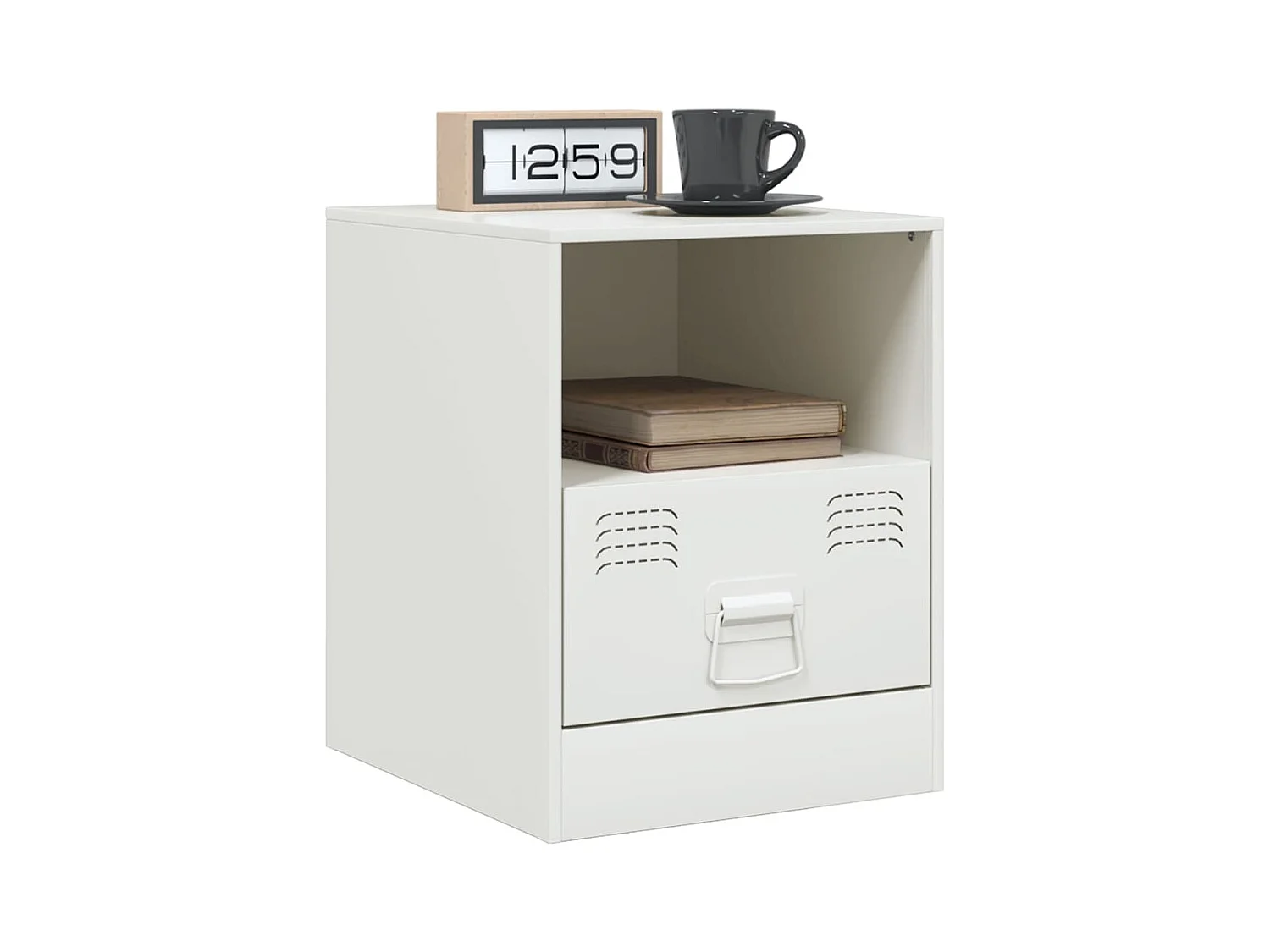 Lot de 2 Tables de chevet blanc 34,5x39x44 cm acier FR46322