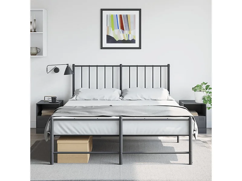 Lot de 2 Tables de chevet anthracite 34,5x39x44 cm acier FR73699