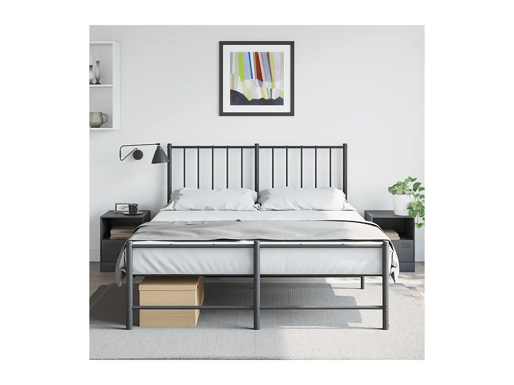 Lot de 2 Tables de chevet anthracite 34,5x39x44 cm acier FR73699
