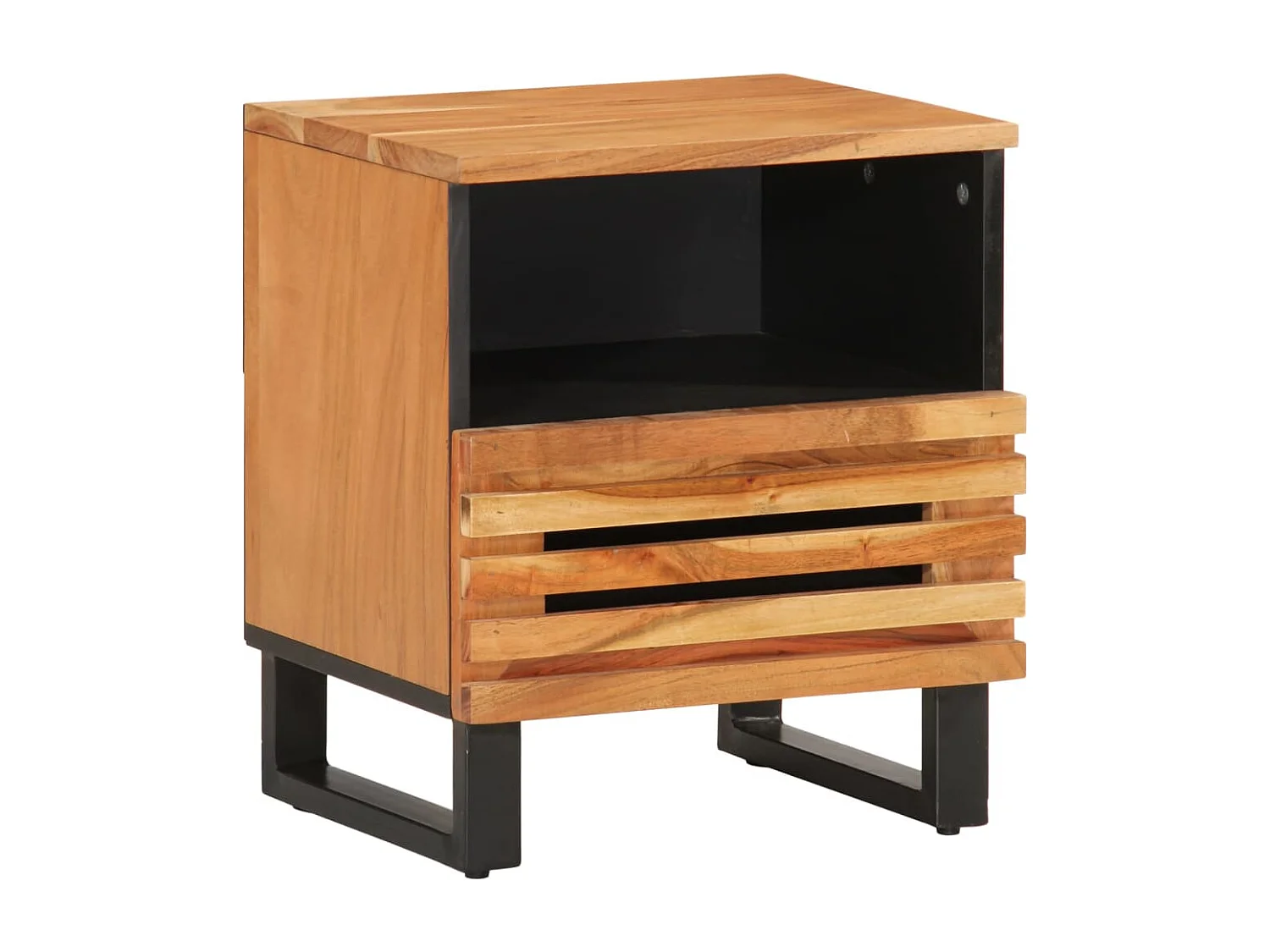 Mesita de noche de madera maciza de acacia 40x34x46 cm ES784816