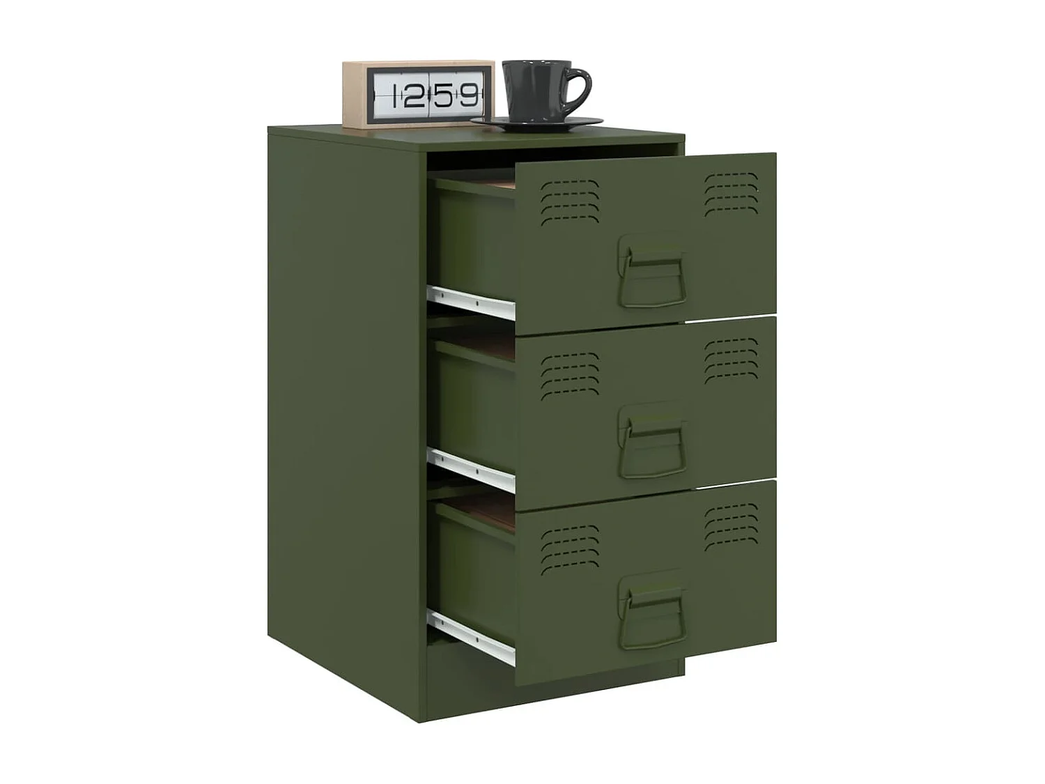 Lot de 2 Tables de chevet vert olive 34,5x39x62 cm acier FR61873