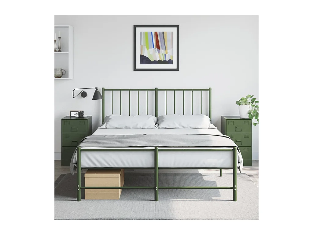Lot de 2 Tables de chevet vert olive 34,5x39x62 cm acier FR61873