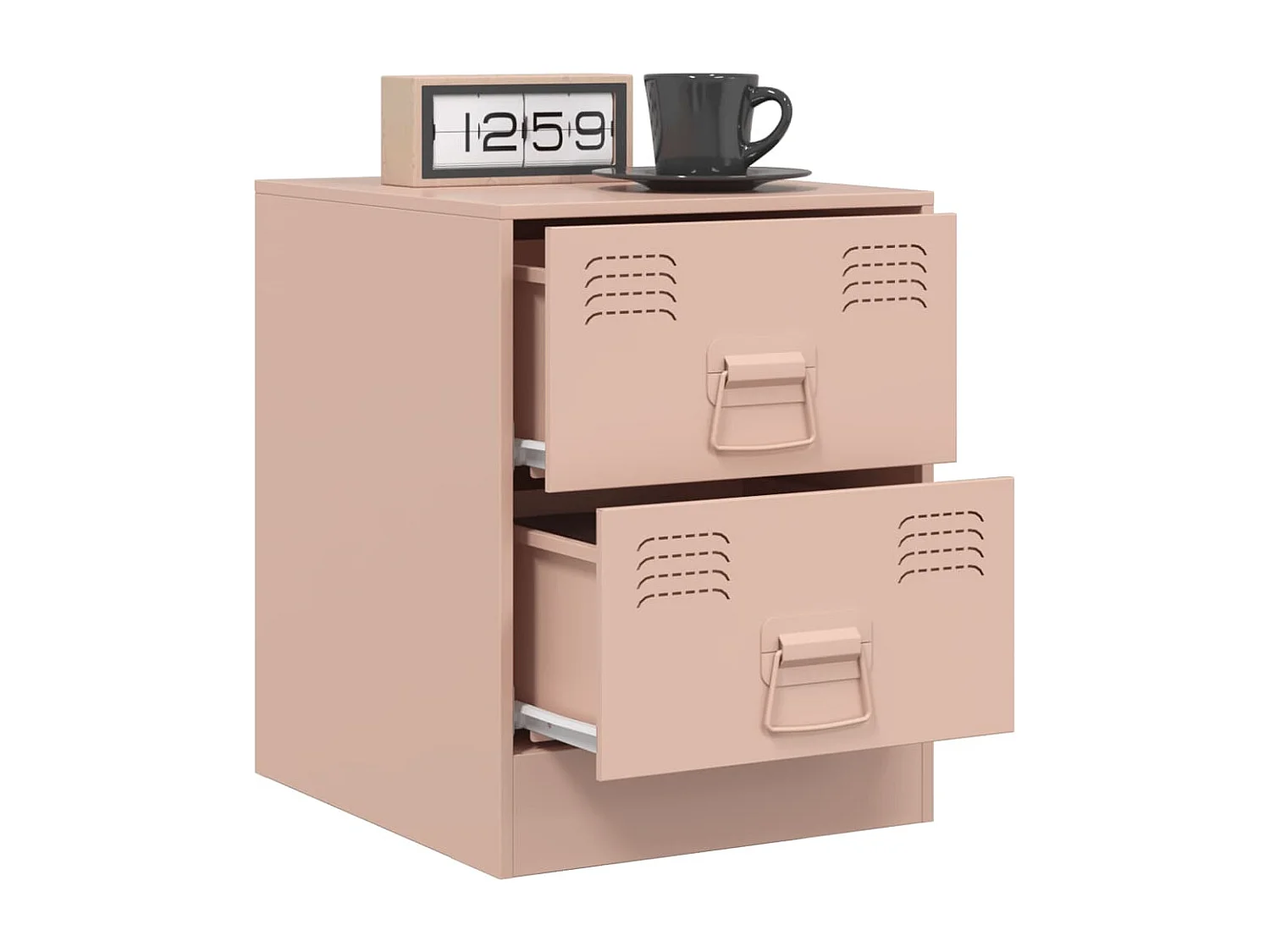 Lot de 2 Tables de chevet rose 34,5x39x44 cm acier FR12695