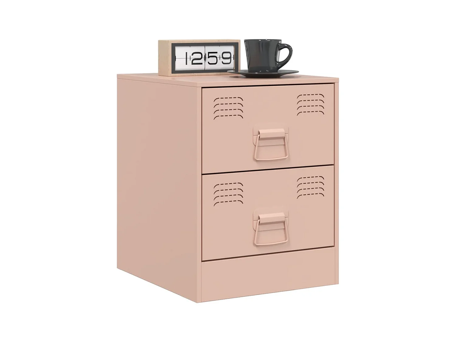 Nachtkastjes 2 st 34,5x39x44 cm staal roze BE624150