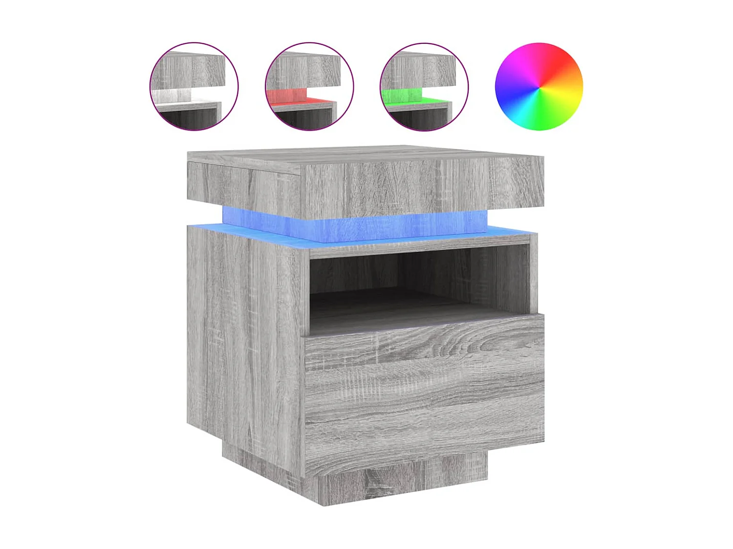 Lot de 2 Tables de chevet avec lumières LED sonoma gris FR93986