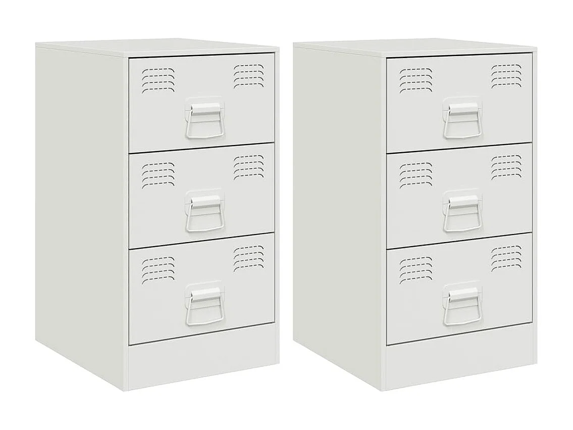 Lot de 2 Tables de chevet blanc 34,5x39x62 cm acier FR82700