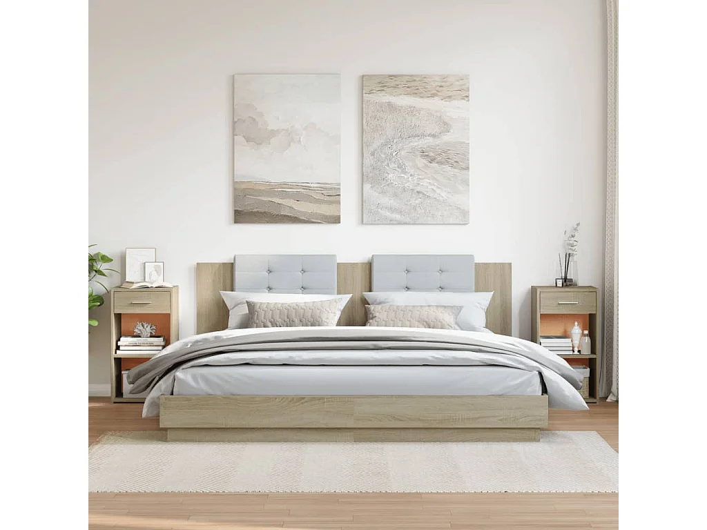 Nachtkastjes 2 st 35x34x65 cm bewerkt hout sonoma eikenkleurig BE690833