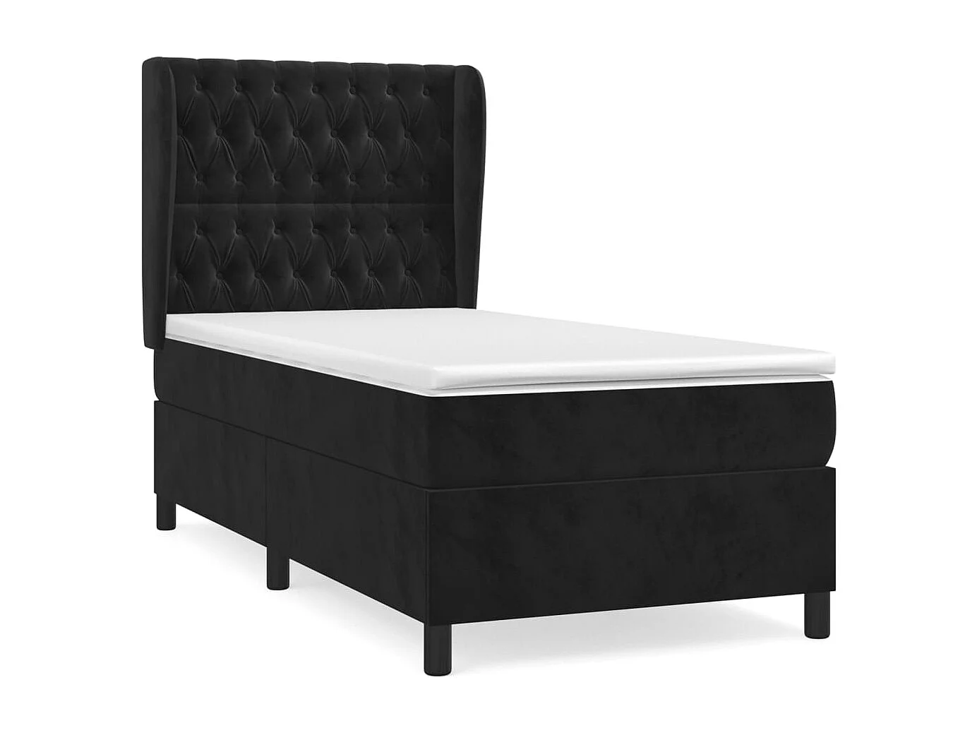 Cama continental com molas+ colchão 90x190 cm veludo preto PT207144