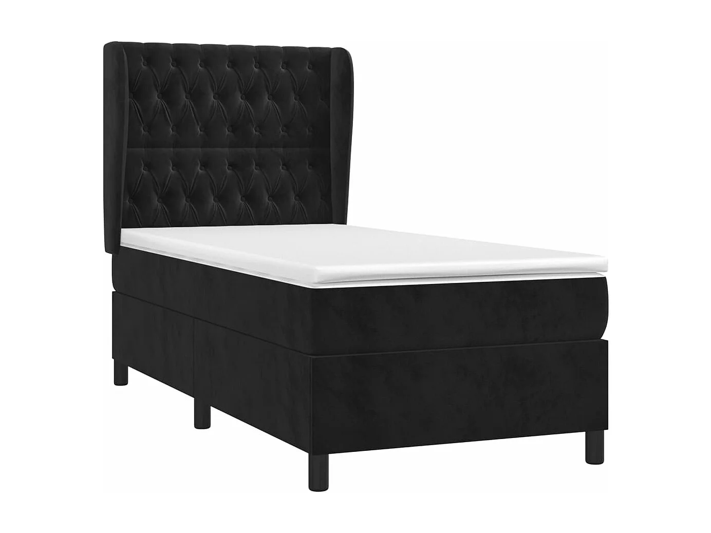 Cama continental com molas+ colchão 90x190 cm veludo preto PT207144