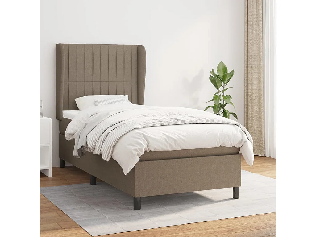 Cama continental com molas+ colchão 90x190 cm tecido castanho-acinzentado PT921318