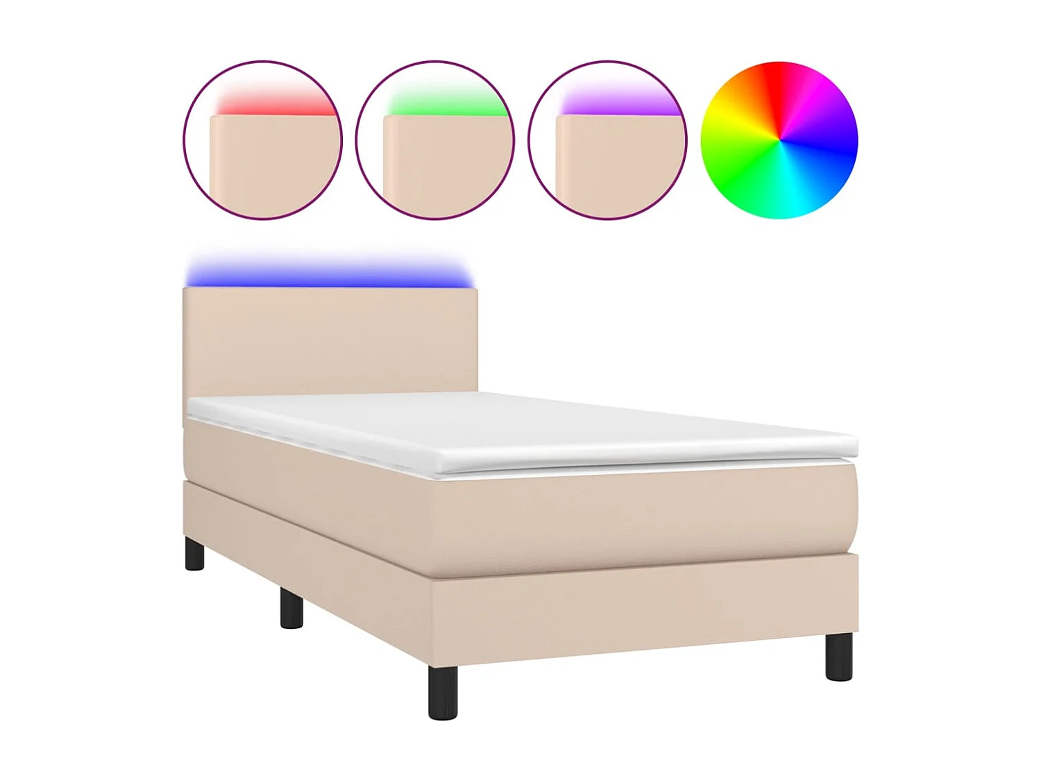 Boxspring met matras en LED kunstleer cappuccinokleur 80x200 cm BE904373