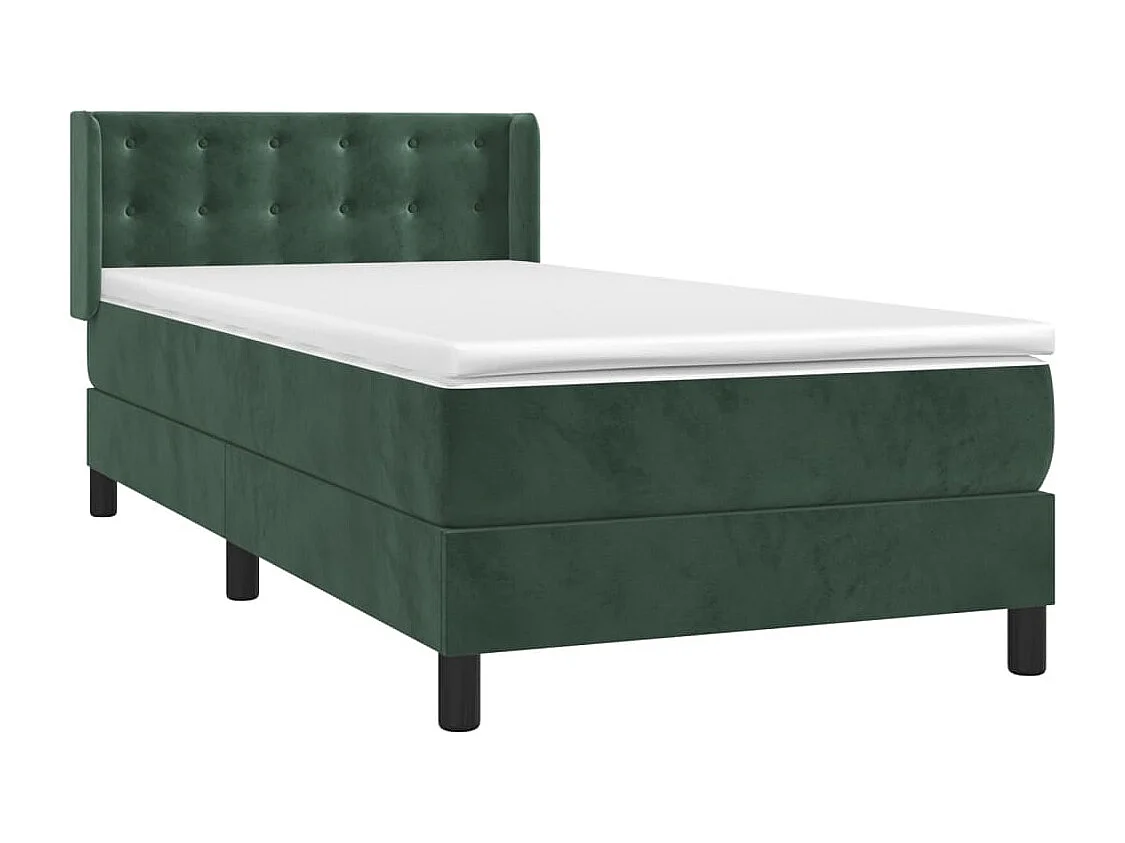 Cama continental com molas+ colchão 90x200 cm veludo verde-escuro PT164870