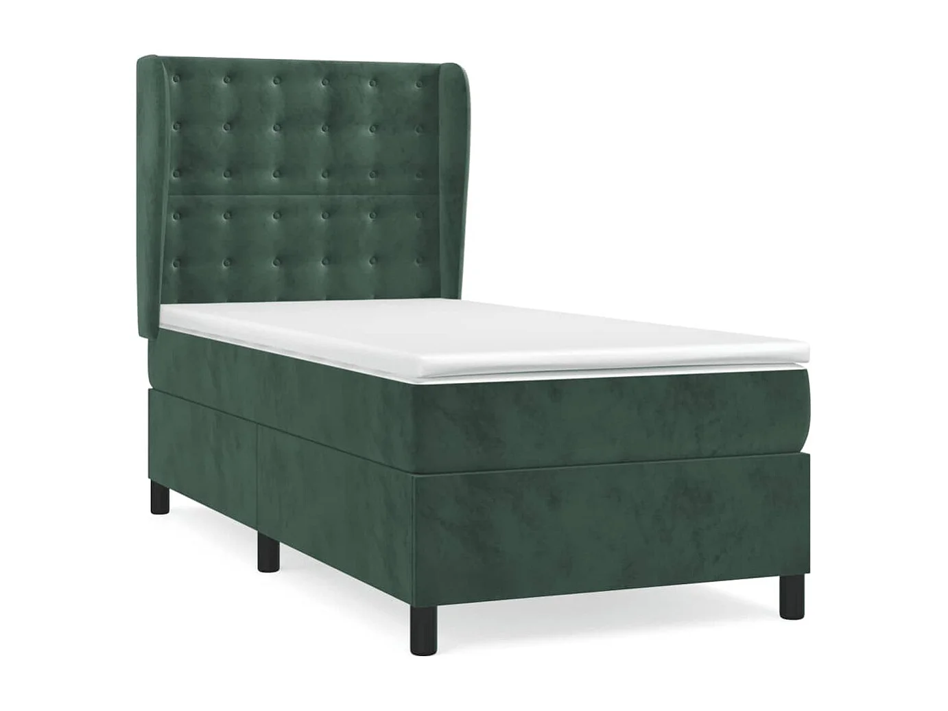Cama continental com molas+ colchão 90x190 cm veludo verde-escuro PT622363