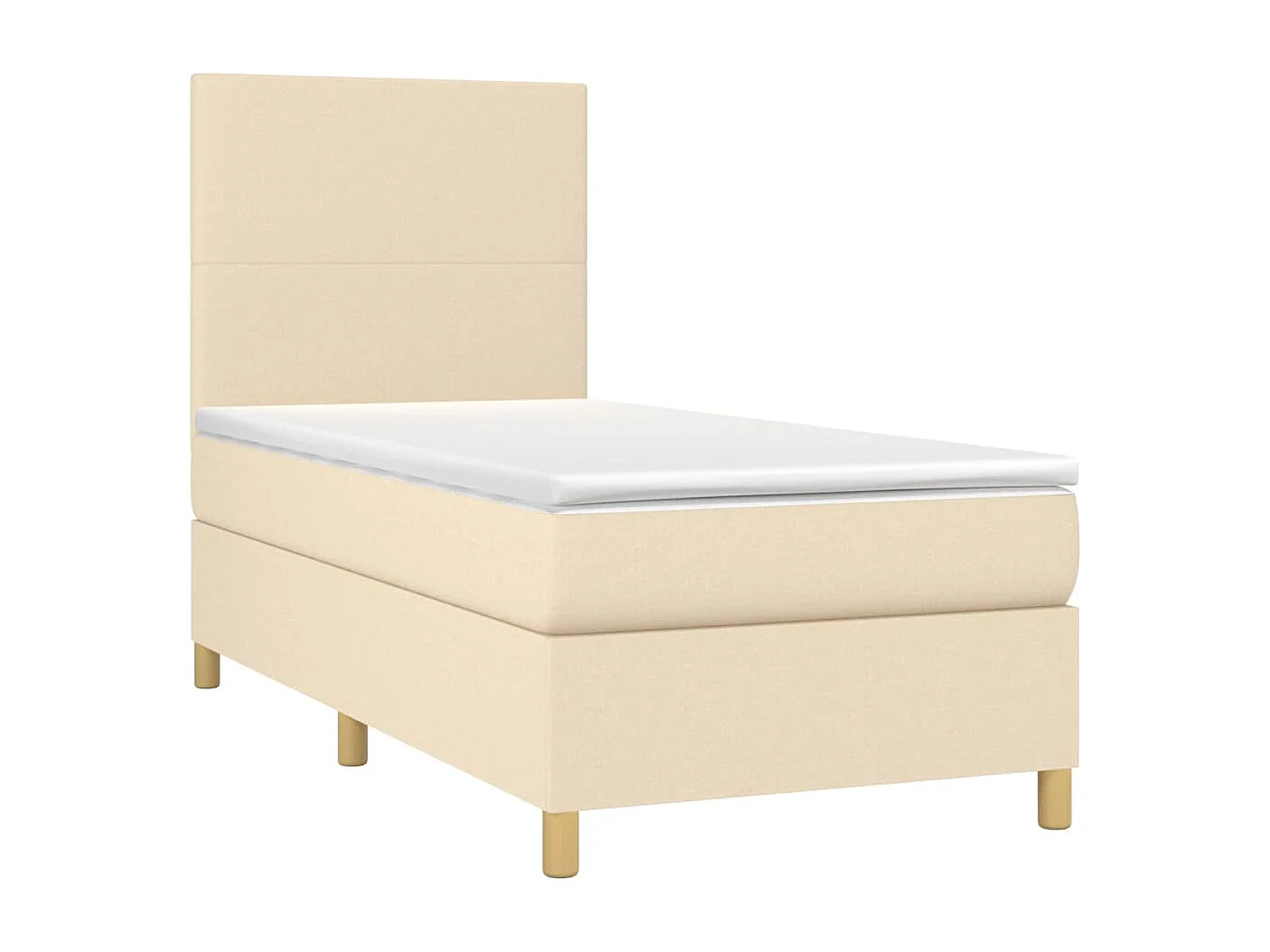Cama continental c/ colchão e LED 100x200 cm tecido cor creme PT962847