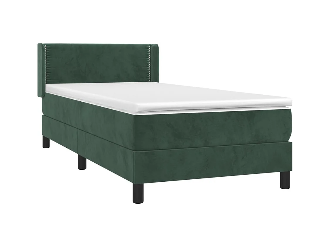 Ensemble complet boxspring + matelas Vert foncé 80x200 cm Velours FR38814