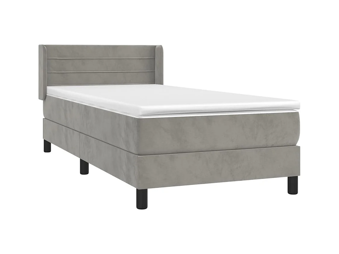 Ensemble complet boxspring + matelas Gris clair 80x200 cm Velours FR74851