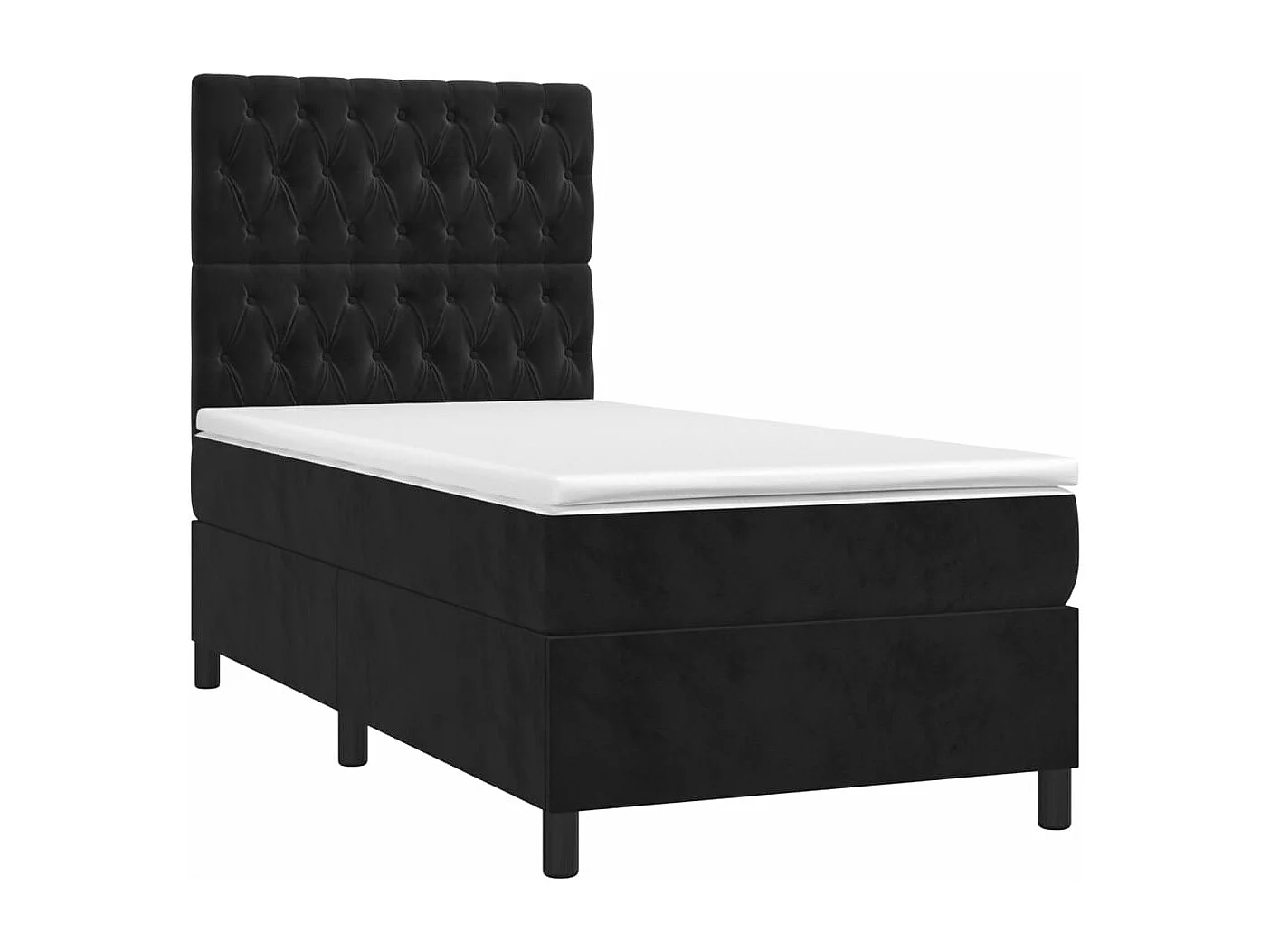 Cama continental c/ colchão/LED 90x200 cm veludo preto PT541634